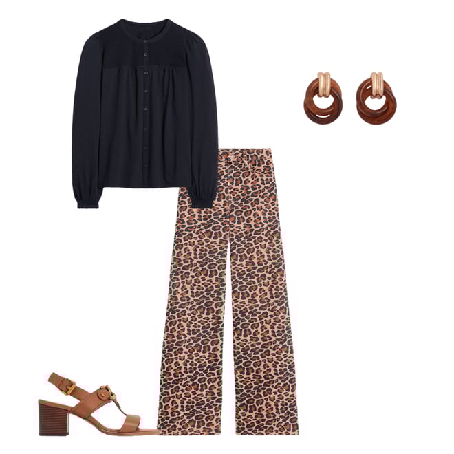 3rd bundle featuring 3 items which compliment High Rise Wide Leg Jeans-Leopard Print