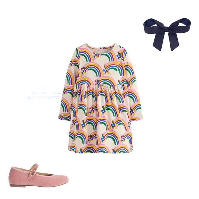 4th bundle featuring 2 items which compliment Heart Pocket Fun Jersey Dress-Oatmeal Marl Rainbow Hearts
