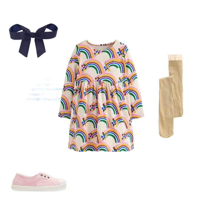 3rd bundle featuring 3 items which compliment Heart Pocket Fun Jersey Dress-Oatmeal Marl Rainbow Hearts