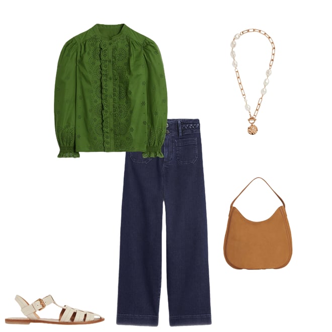 3rd bundle featuring 4 items which compliment Alice Broderie Top-Promenade Green