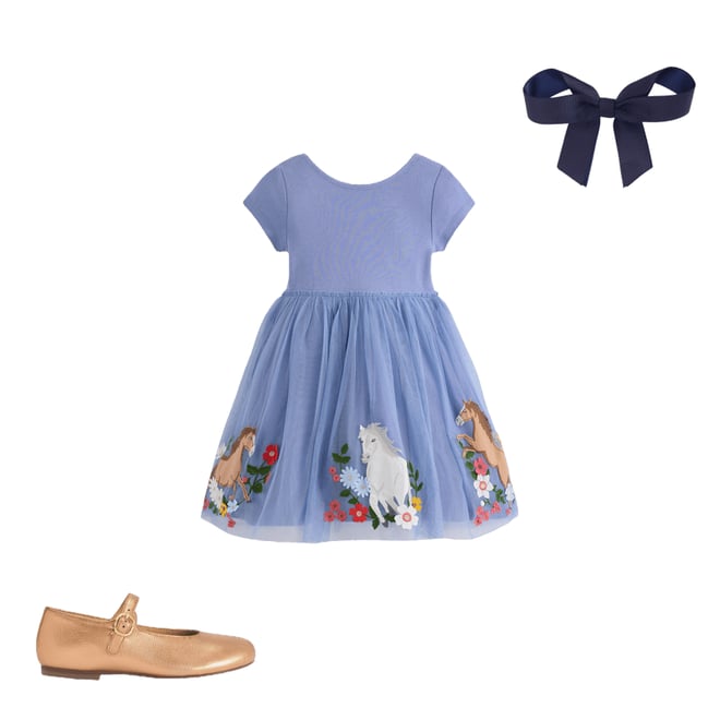 4th bundle featuring 2 items which compliment Ami Applique Tulle Dress-Pale Blue Horses