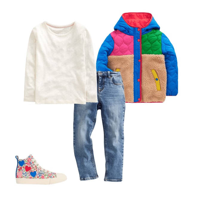 2nd bundle featuring 3 items which compliment Janie Borg Mix Jacket-Multi Colourblock