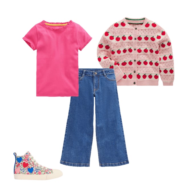 2nd bundle featuring 3 items which compliment Pretty Scalloped Cardigan-Chalk Pink Apples