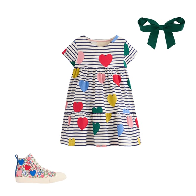 2nd bundle featuring 2 items which compliment Ariel Twirly Jersey Dress-Multi Heart Stripe