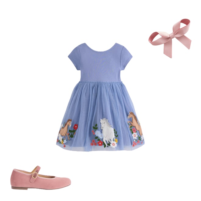 1st bundle featuring 2 items which compliment Ami Applique Tulle Dress-Pale Blue Horses