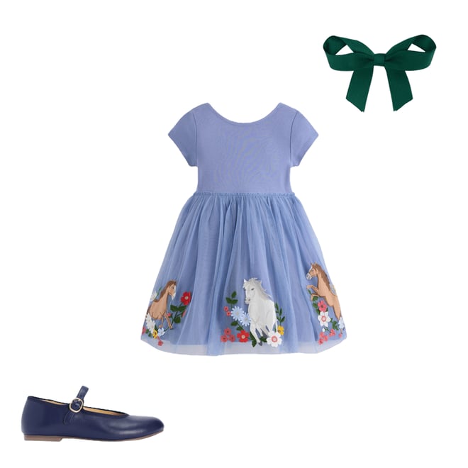 3rd bundle featuring 2 items which compliment Ami Applique Tulle Dress-Pale Blue Horses