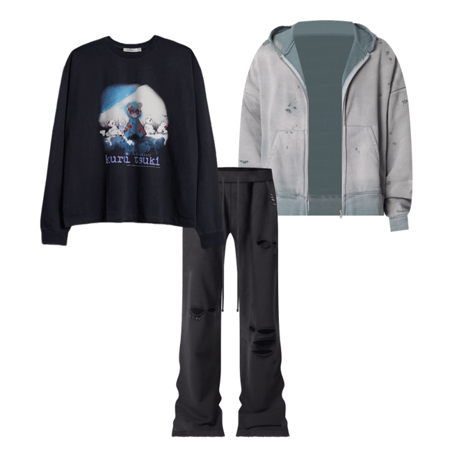 Kurai Tsuki Bear L/S Tee - Black | mnml | shop now