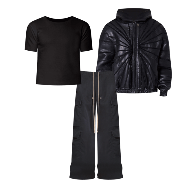 Black Double Cargo Rave Pants | mnml