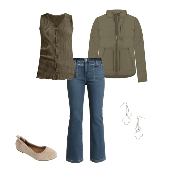 Everflex™ Dark High Rise Patch Pocket Flare Jean maurices