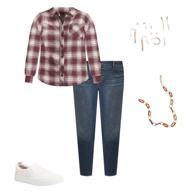 Plus Size Cabin Plaid Graphic Back Leopard Skull Button Down Shirt