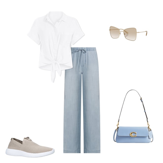 Cloth & Stone Chambray Drawcord Wide-Leg Pants | Dillard's