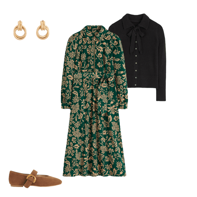 Adelaide Zip Cord Midi Dress-Emerald Night, Elaborate Vine | Boden USA