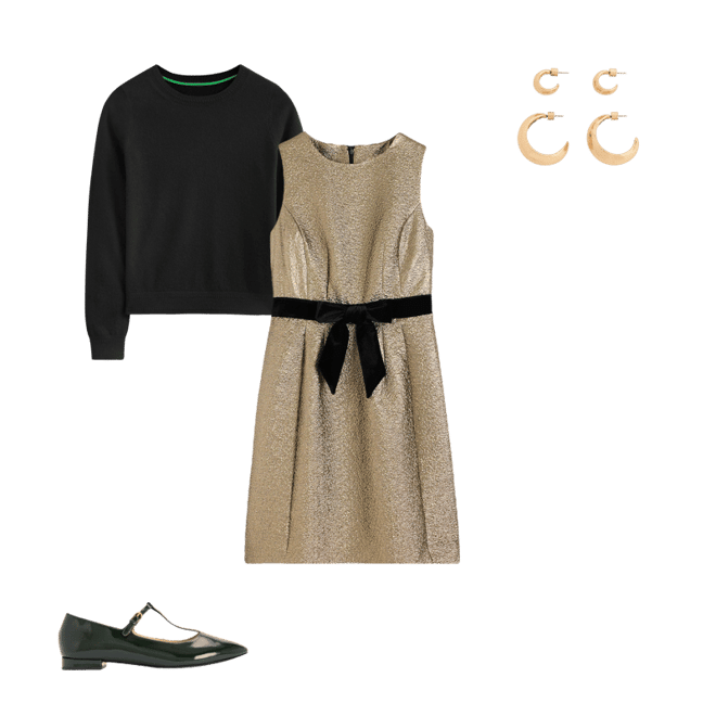 Gold Metallic Shift Dress-Gold Metallic | Boden USA