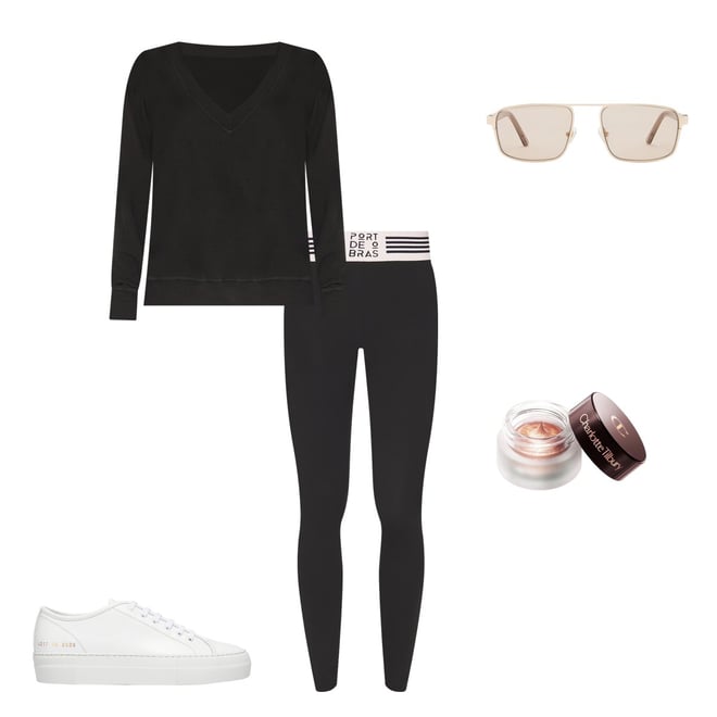 The Great The V-Neck Sweatshirt in Almost Black REVOLVE