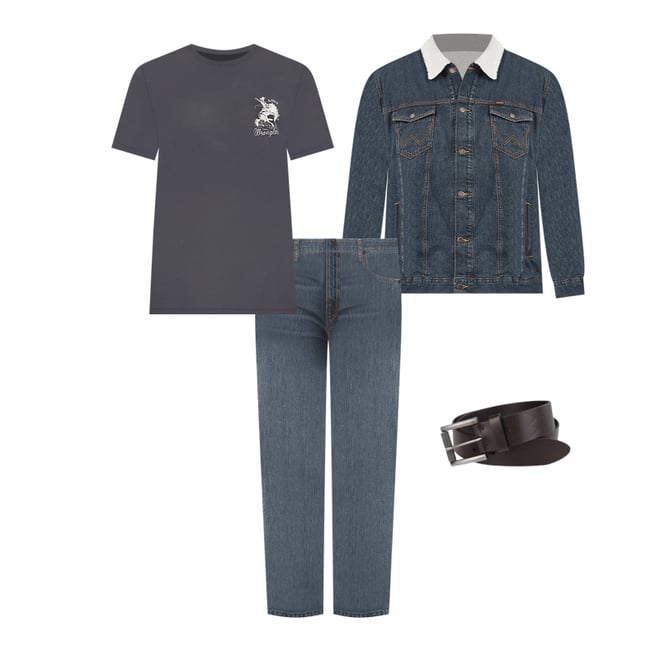 Wrangler® Western Sherpa Lined Denim Trucker Jacket in Rustic