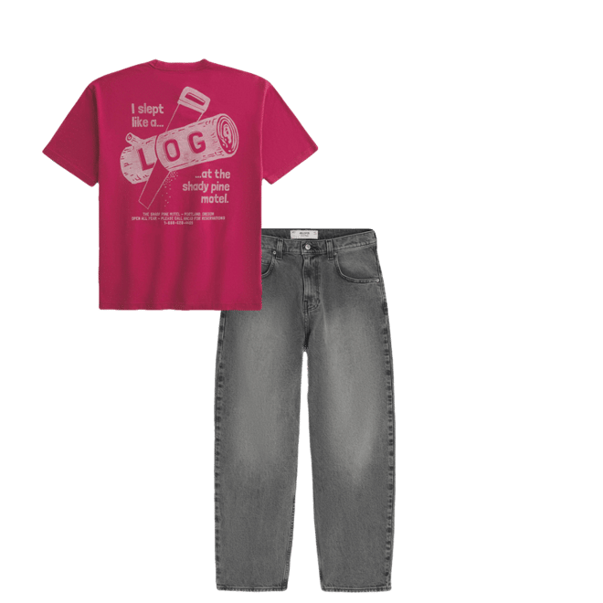 Baggy Cotton Shady Pine Motel Graphic Tee