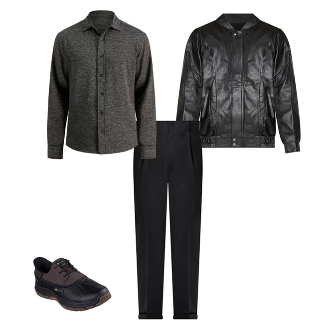 Pig Leather Bomber Jacket-JCPenney, Color: Black