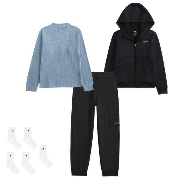 cozy long-sleeve waffle crew