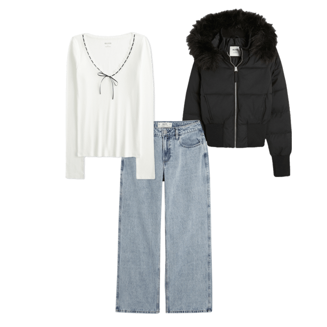 Faux Fur Trim Puffer Bomber Jacket