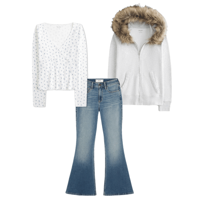 Long-Sleeve Wrap V-Neck Top