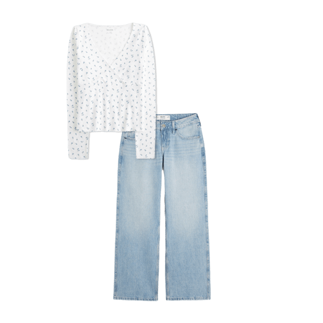 Long-Sleeve Wrap V-Neck Top
