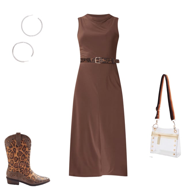 Cato Fashions | Cato Drop Shoulder Leopard Belt Midi Dress