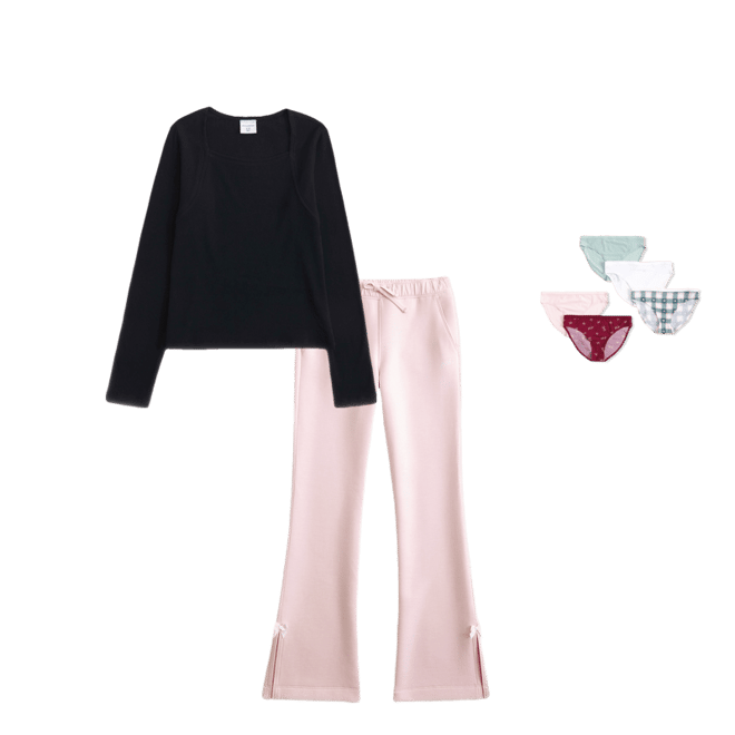 ypb neoknit bootcut bow sweatpants