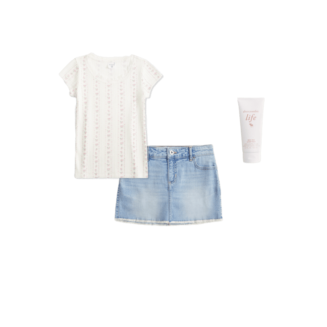 low rise denim mini skort