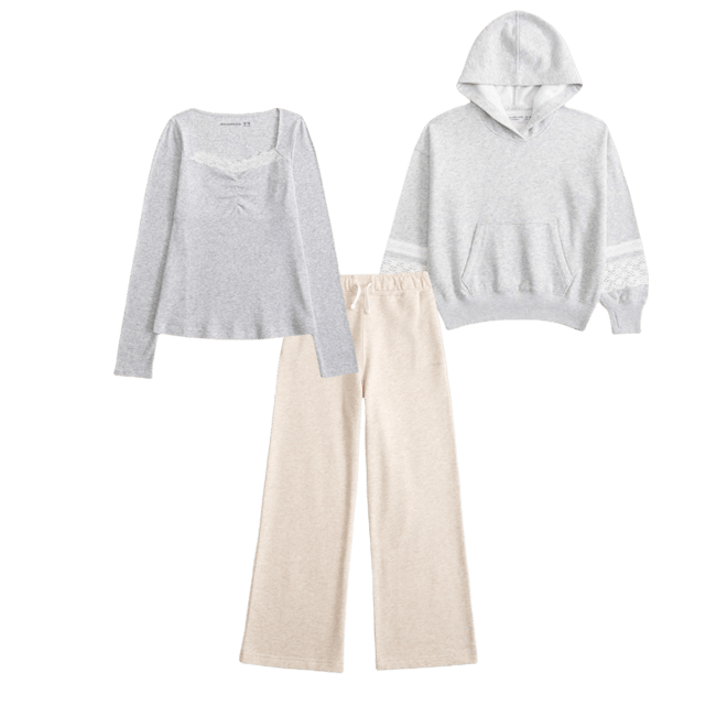 long-sleeve lace-trim babydoll top