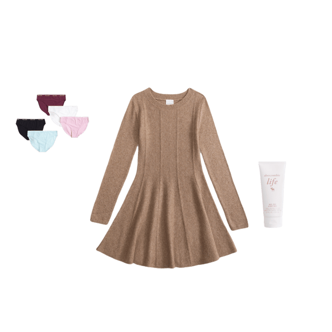 a&f mila long-sleeve mini sweater dress