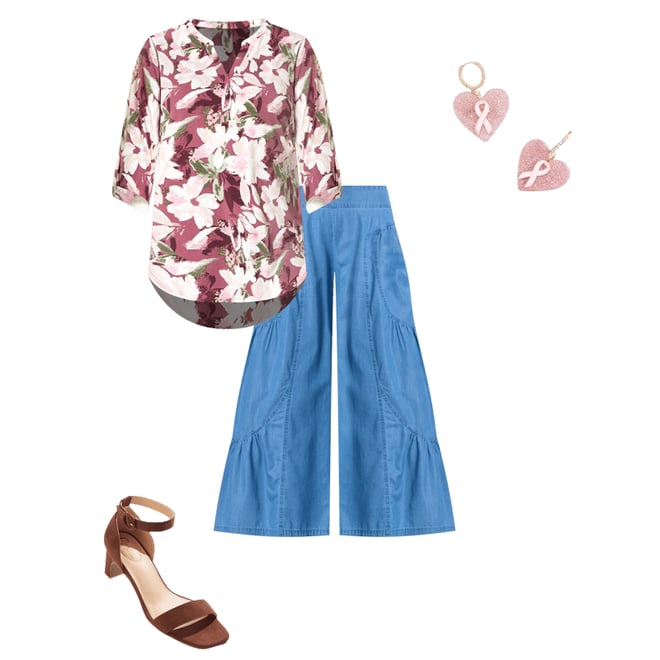 Cato Fashions | Cato Chambray Wavy Wide Leg Pants