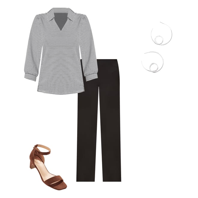 Cato Fashions | Cato Black White Stripe Collared Top