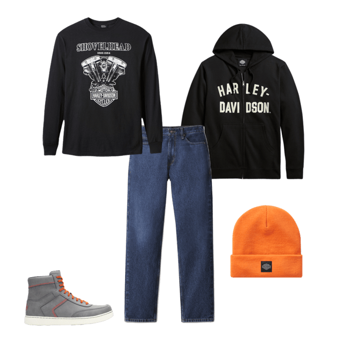Harley-Davidson フルジップフーディ XL 黒/赤 Amazon.com: Harley-Davidson Men's Custom Iconic B&S Fleece