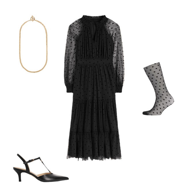 black high neck bodycon mini dress Lisander Long Sleeve Dress | Polka Dot Nero Black main image 1
