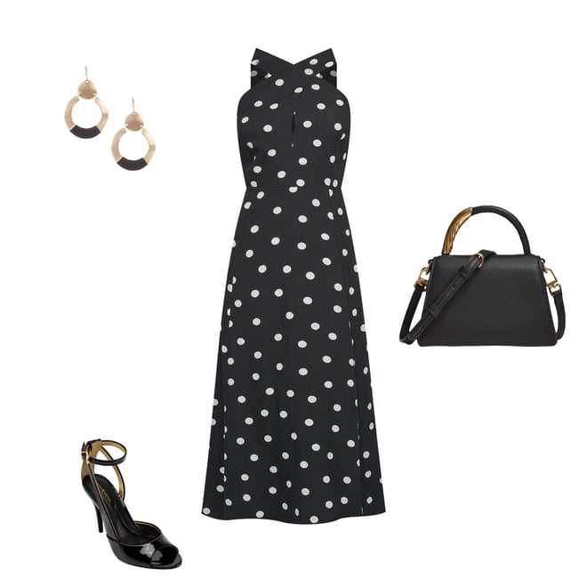 DKNY by Donna Karan Dotted Print Halter Neck Sleeveless A