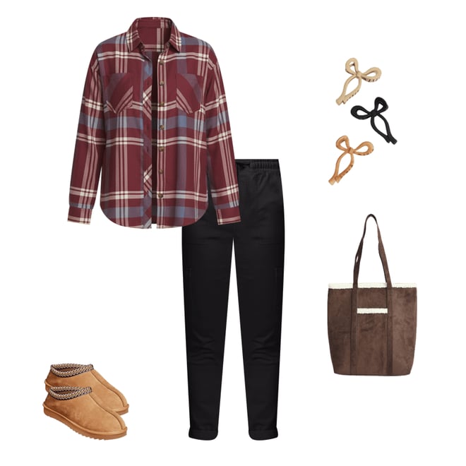 Faux Suede Sherpa Trim Tote Bag