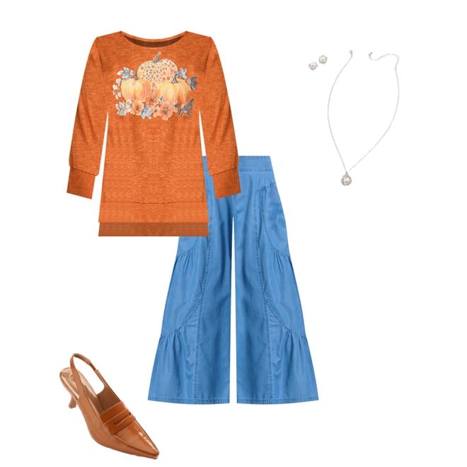 Cato Fashions | Cato Floral Pumpkin Hacci Top