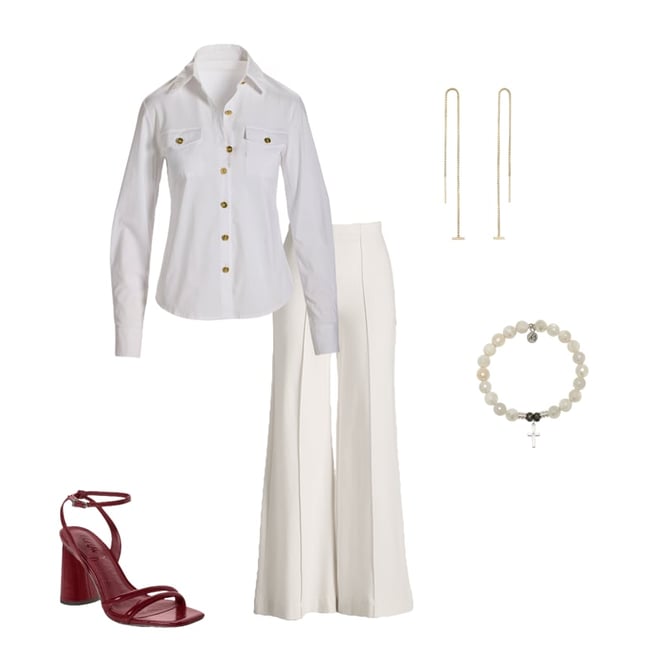 Utility Chic Poplin Button Down Shirt White