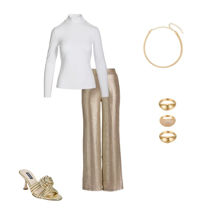 Wide Leg Shimmer Pant Light Gold