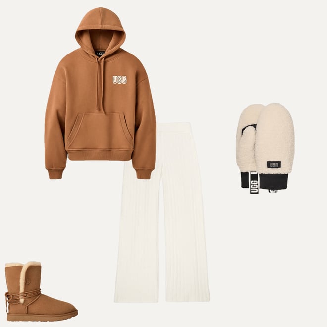 Women's UGGfluff Mitten With Logo Tape