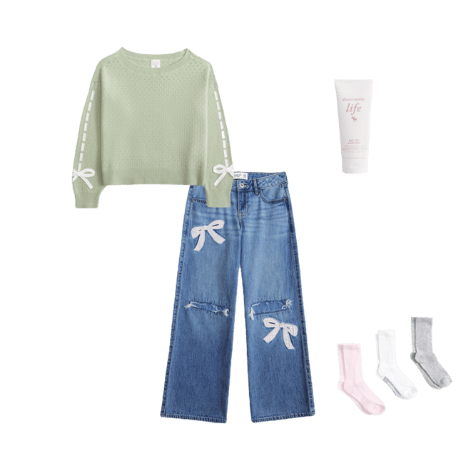 off-the-shoulder bow sweater