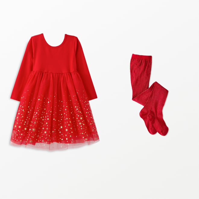 Ribbon Red Long Sleeve Shimmer Tulle Dress - Big Kids' Size 10 by Hanna Andersson
