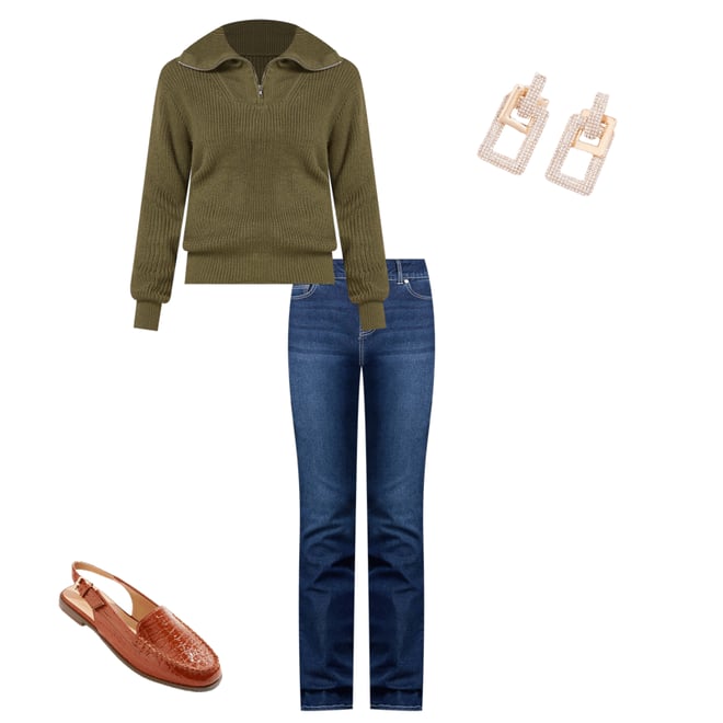Cato Fashions | Cato Olive Zip Pullover Sweater