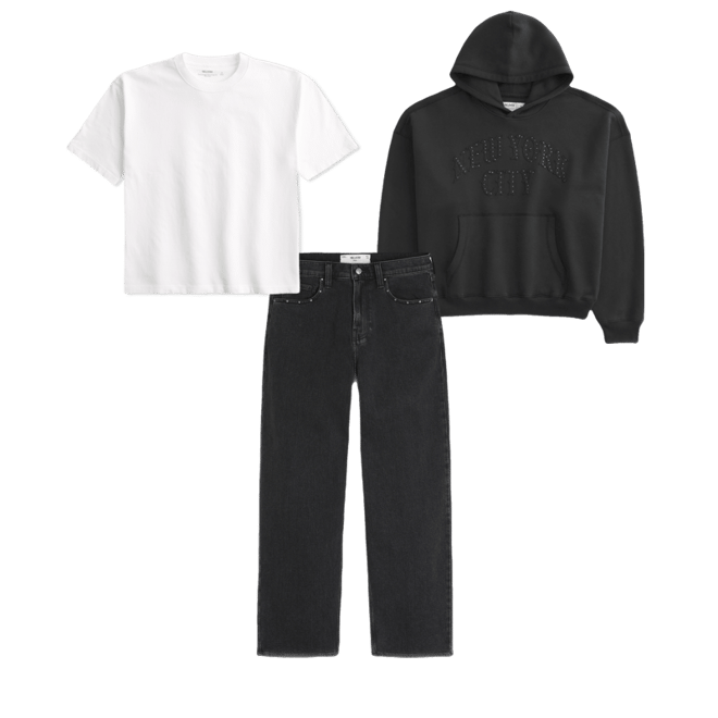 Baggy Cinch Studded New York City Graphic Hoodie