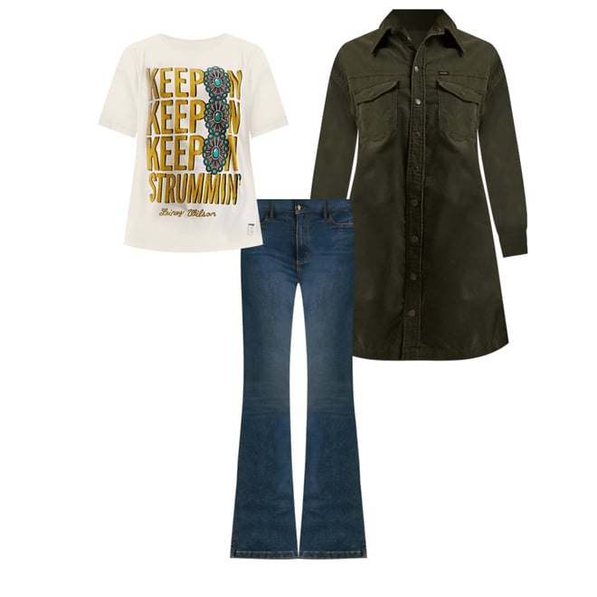 Wrangler x Lainey Wilson Keep On Strummin Oversized Tee in Cream