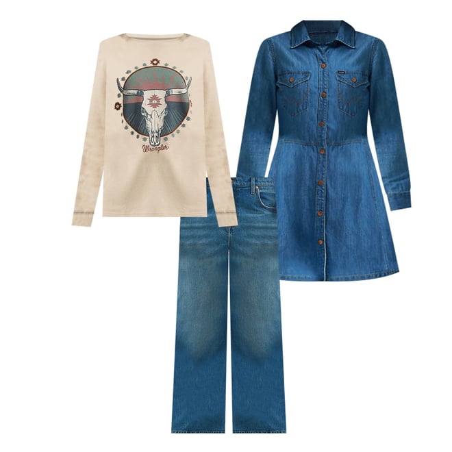 Women's Wrangler Long Sleeve Graphic Girlfriend Tee in Cement