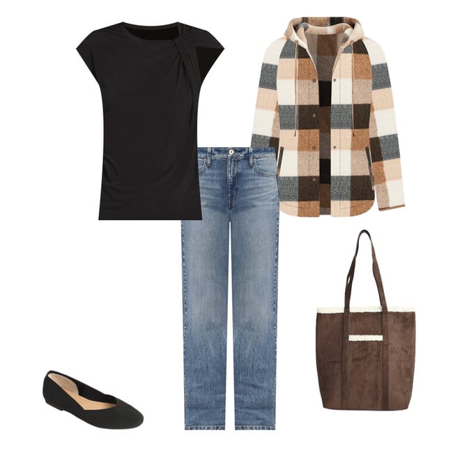 Sherpa Plaid Hooded Snap Button Front Jacket