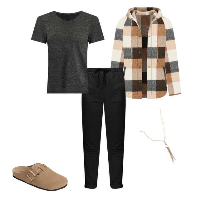 Sherpa Plaid Hooded Snap Button Front Jacket