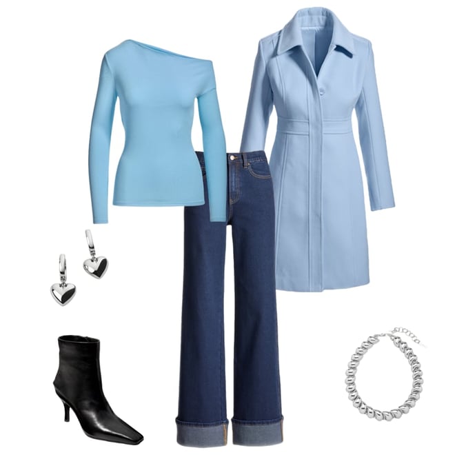 Luxe Collared Waist Shape Topcoat Blue Daze