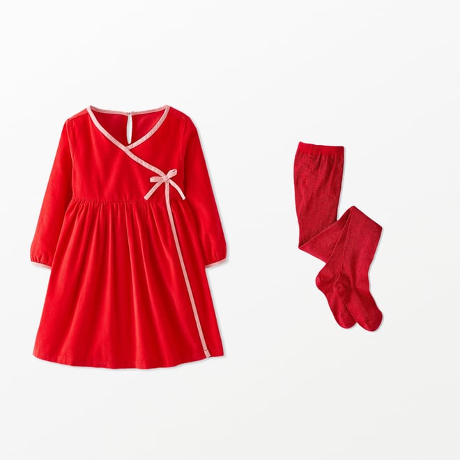 Balloon Sleeve Corduroy Wrap Dress with Pockets | Hanna Andersson